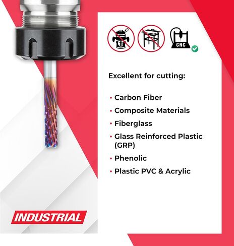 Amana Tool Spektra Carbide Carbide CNC Carbon Graphite Carbon Carbon Diber Router Bit Down-Cut ، 46260-K ، 1/8 D X 1/2 CH X 1/8 SHK X 2 L in Saudi Arabia