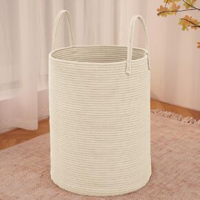 Large Woven Laundry Basket Hamper,60L Cotton Rope Storage Bin for Blankets,Toys and Clothes,Decorative Tall Nursery Hamper for Living Room,Baby Nursery,Bathroom and Bedroom,Golden Jute in Saudi Arabia