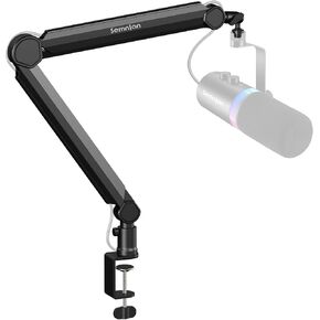 LM08 Mic Arm Stand, 360° Microphone Stand with Cable Management Channels, Desk Clamp, Thread Adapter, Fully Adjustable Built Podcast Mic Boom Arm for Streaming Gaming Recording Black in Saudi Arabia