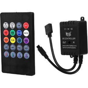 Uonlytech RGB Led وحدة تحكم بالموسيقى مع جهاز تحكم عن بعد بالأشعة تحت الحمراء 20 مفتاحًا مستشعر صوت لأضواء شريط Led شريط مرن للتحكم في الإضاءة in Kuwait