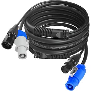 SMALL-EYE 5 Pin DMX & Power Con Combo Link Cable 5 ft - 14AWG Power Control DMX ذكر إلى أنثى سلك لتركيبات الإضاءة in Kuwait
