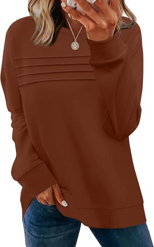 WIHOLL Crewneck Sweatshirts Women Long Sleeve Shirts for Women Dressy Fall Tops Loose Fit Purple M in Saudi Arabia