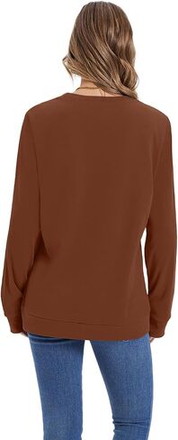 WIHOLL Crewneck Sweatshirts Women Long Sleeve Shirts for Women Dressy Fall Tops Loose Fit Purple M in Saudi Arabia