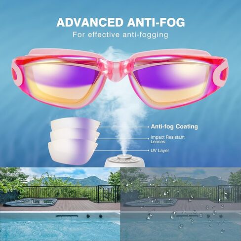 نظارات السباحة لا تتسرب مكافحة الحماية من الأشعة فوق البنفسجية القابلة للتعديل مع نظارات سباحة احترافية للرجال البالغين نساء in Kuwait