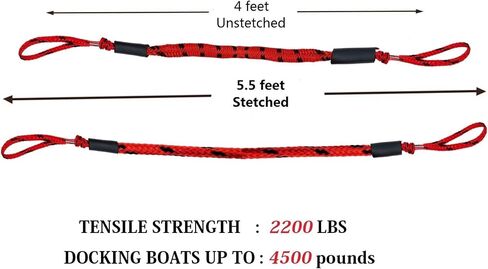 Bungee Dock Lines for Boat Shock Absorb Dock Tie Mooring Rope Boat Accessories 4-5.5 ft,4Pack (RED&Black spot) in Saudi Arabia