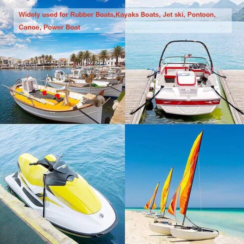 خطوط قفص الاتهام بنجي للقارب امتصاص الصدمات حوض التعادل رباط حبل اكسسوارات القوارب 4-5.5 قدم، 4 حزمة (بقعة حمراء وسوداء) in Kuwait