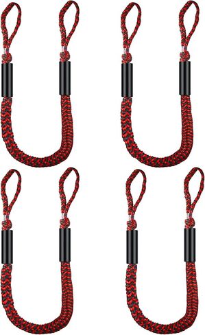 خطوط قفص الاتهام بنجي للقارب امتصاص الصدمات حوض التعادل رباط حبل اكسسوارات القوارب 4-5.5 قدم، 4 حزمة (بقعة حمراء وسوداء) in Kuwait