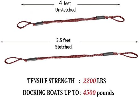 خطوط قفص الاتهام بنجي للقارب امتصاص الصدمات حوض التعادل رباط حبل اكسسوارات القوارب 4-5.5 قدم، 4 حزمة (بقعة حمراء وسوداء) in Kuwait