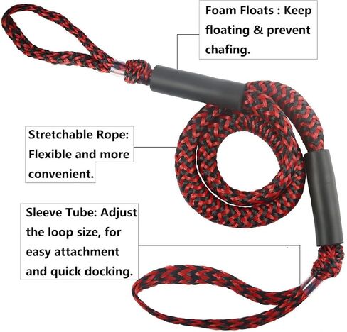 خطوط قفص الاتهام بنجي للقارب امتصاص الصدمات حوض التعادل رباط حبل اكسسوارات القوارب 4-5.5 قدم، 4 حزمة (بقعة حمراء وسوداء) in Kuwait