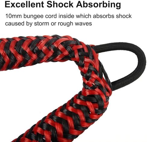 خطوط قفص الاتهام بنجي للقارب امتصاص الصدمات حوض التعادل رباط حبل اكسسوارات القوارب 4-5.5 قدم، 4 حزمة (بقعة حمراء وسوداء) in Kuwait