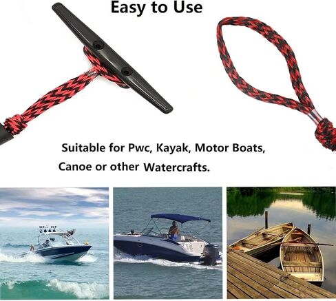 خطوط قفص الاتهام بنجي للقارب امتصاص الصدمات حوض التعادل رباط حبل اكسسوارات القوارب 4-5.5 قدم، 4 حزمة (بقعة حمراء وسوداء) in Kuwait