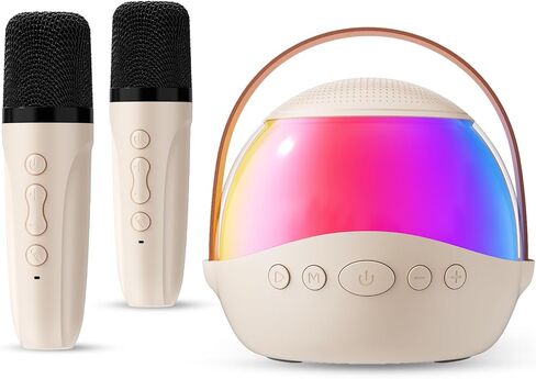 Mini Karaoke Machine with 2 Wireless Microphones for Kids and Adults,Portable Karaoke Machine with Voice Changer,Birthday Gifts for Girls and Boys in Kuwait