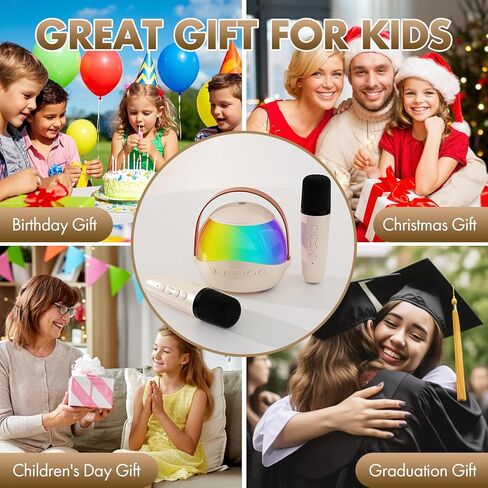 Mini Karaoke Machine with 2 Wireless Microphones for Kids and Adults,Portable Karaoke Machine with Voice Changer,Birthday Gifts for Girls and Boys in Kuwait