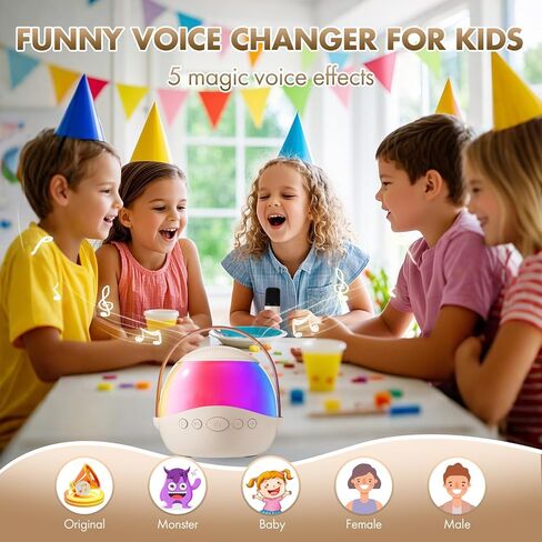 Mini Karaoke Machine with 2 Wireless Microphones for Kids and Adults,Portable Karaoke Machine with Voice Changer,Birthday Gifts for Girls and Boys in Kuwait