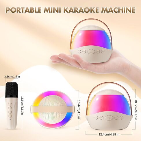 Mini Karaoke Machine with 2 Wireless Microphones for Kids and Adults,Portable Karaoke Machine with Voice Changer,Birthday Gifts for Girls and Boys in Kuwait
