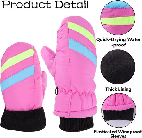 Winter Ski-Gloves for Boys Girls Water-Resistant Warm Snow Gloves for Outddor Activities（Kids 2-5 Years） in Kuwait