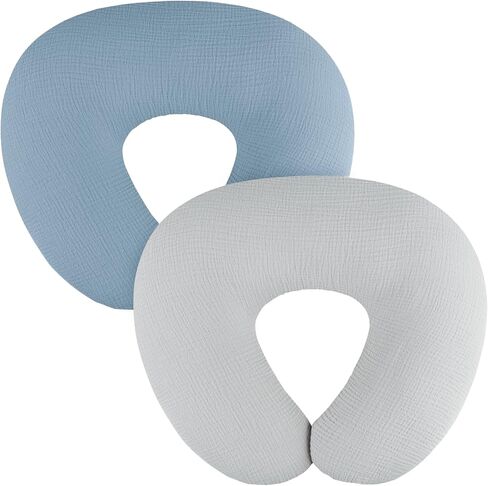2-Pack Muslin Nursing Pillow Covers, Breathable 100% Cotton Breastfeeding Pillow Slipcovers for Standard Nursing Pillows, Soft Covers for Baby Girls and Boys with Zipper in Saudi Arabia
