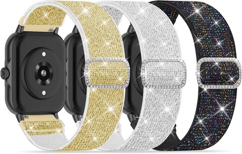 3 حزمة نايلون نايلون متوافقة مع Woneligo/Fitpolo Smart Watch ، أحزمة مرنة ناعمة 22 مم لـ Quican/Tensky/AEAC ID208 Plus/HomeFit IDW28/TOOBUR/TENSKY/ENOMIR/AMZHERO/WNH IDW19 بريق للنساء للنساء in Kuwait