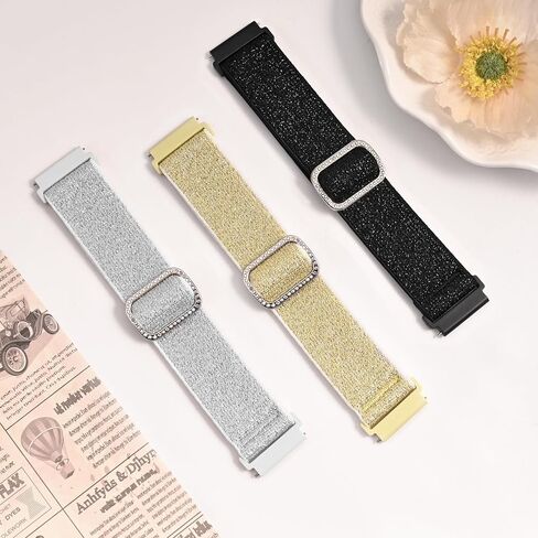 3 حزمة نايلون نايلون متوافقة مع Woneligo/Fitpolo Smart Watch ، أحزمة مرنة ناعمة 22 مم لـ Quican/Tensky/AEAC ID208 Plus/HomeFit IDW28/TOOBUR/TENSKY/ENOMIR/AMZHERO/WNH IDW19 بريق للنساء للنساء in Kuwait