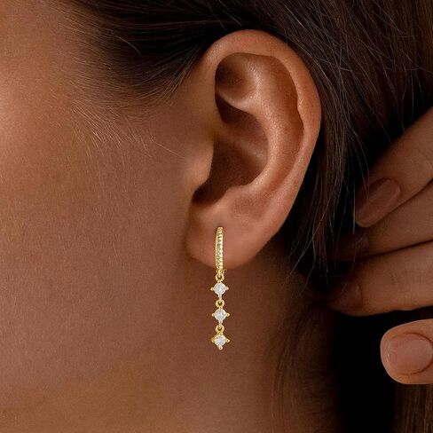 أقراط متدلية للنساء العصرية 14K مطلي بالذهب فضي طويل يتدلى من تشيك توليفلي؟ in Kuwait