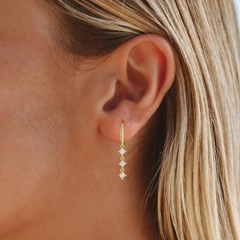 أقراط متدلية للنساء العصرية 14K مطلي بالذهب فضي طويل يتدلى من تشيك توليفلي؟ in Kuwait