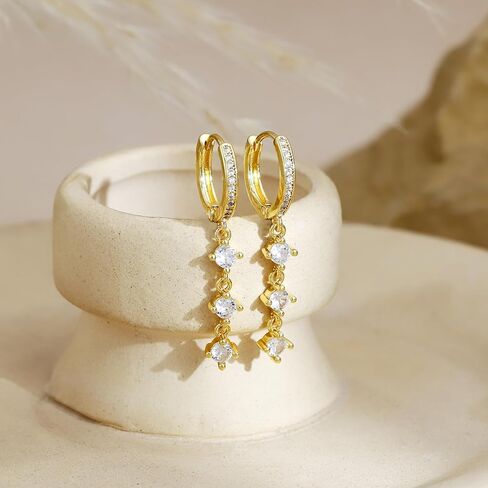 أقراط متدلية للنساء العصرية 14K مطلي بالذهب فضي طويل يتدلى من تشيك توليفلي؟ in Kuwait