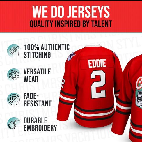 Cousin Eddie #2 Chicago Shitters Hockey Jersey - إرتداد مستوحى من الكوميديا ​​الحمراء للعطلات، حروف مخيطة، مقاسات البالغين S-5XL in Kuwait