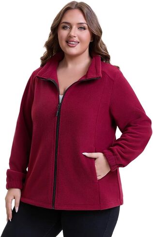 Women Plus Size Fleece Jacket Zip Up Lightweight Soft Polar Fleece Jacket in Kuwait