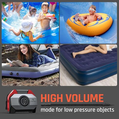 Etenwolf Vortex S6se Cordless Tyre ضاغط الهواء المحمول ، مضخة هواء 160 رطل / بوصة مربعة لإطارات السيارات مع بطارية 15600 مللي أمبير في الساعة ، دورة عمل 100 ٪ والأسطوانة المزدوجة ، مضخة هواء للسيارة الشاقة ، الأحمر in Saudi Arabia