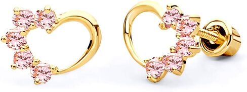 14 كيلو آيAD Gold Gold Journey Heart Stud أقراط مع ظهر المسمار in Saudi Arabia