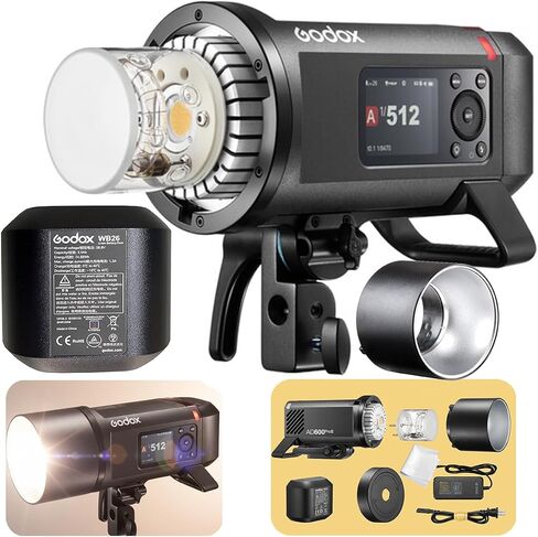 Godox AD600BMII AD600BM II 600Ws Outdoor Flash, HSS 1/8000s, 2.4G Wireless | 0.01-1.9s Recycle, One-Tap Sync with X3, 40W LED Modeling Light, 16 Color Group Indicators, 1/512 Output, 1/11760s Duration in Kuwait