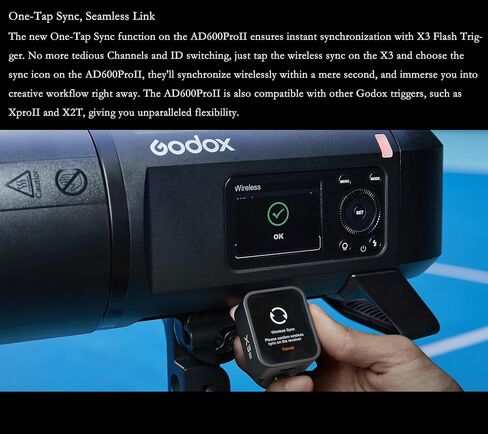 Godox AD600BMII AD600BM II 600Ws Outdoor Flash, HSS 1/8000s, 2.4G Wireless | 0.01-1.9s Recycle, One-Tap Sync with X3, 40W LED Modeling Light, 16 Color Group Indicators, 1/512 Output, 1/11760s Duration in Kuwait