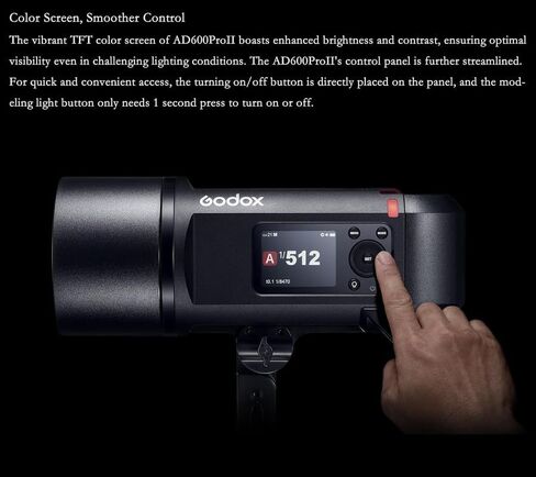 Godox AD600BMII AD600BM II 600Ws Outdoor Flash, HSS 1/8000s, 2.4G Wireless | 0.01-1.9s Recycle, One-Tap Sync with X3, 40W LED Modeling Light, 16 Color Group Indicators, 1/512 Output, 1/11760s Duration in Kuwait
