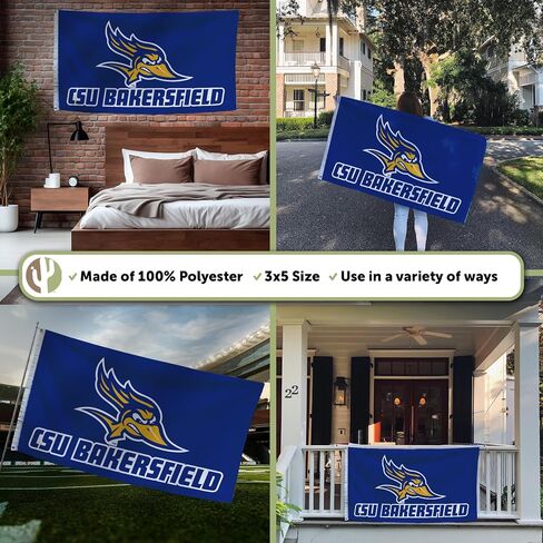 علم Desert Cactus Cal State Bakersfield University California CSBUC - لافتة Roadrunners مقاس 3 × 5 أقدام، قماش متين للاستخدام الداخلي/الخارجي، تصميم بوليستر 100% (النمط 1) in Saudi Arabia