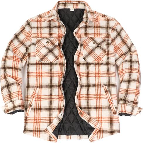 ZENTHACE Men's Quilted Lined Fleece Shirt Jacket, Snap Button Plaid Shacket, Fall Winter Warm Workwear Overshirt in Saudi Arabia