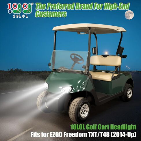 المصابيح الأمامية لعربة الجولف 10L0L لـ EZGO TXT/T48 (2014-Up) - استبدال جانب السائق والراكب، مصابيح أمامية ساطعة 12 فولت تناسب نماذج الغاز/الكهرباء بشكل مباشر in Saudi Arabia