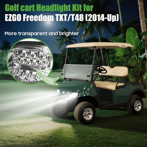 المصابيح الأمامية لعربة الجولف 10L0L لـ EZGO TXT/T48 (2014-Up) - استبدال جانب السائق والراكب، مصابيح أمامية ساطعة 12 فولت تناسب نماذج الغاز/الكهرباء بشكل مباشر in Saudi Arabia