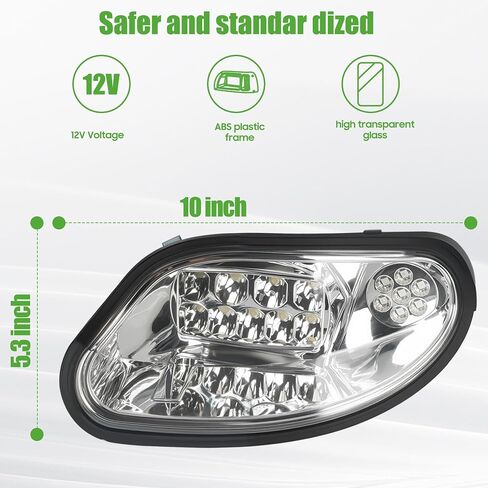 المصابيح الأمامية لعربة الجولف 10L0L لـ EZGO TXT/T48 (2014-Up) - استبدال جانب السائق والراكب، مصابيح أمامية ساطعة 12 فولت تناسب نماذج الغاز/الكهرباء بشكل مباشر in Saudi Arabia