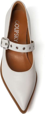 Mary Jane Shoes Women Chunky Low Heels Buckle Strap Pumps Womens Closed Pointed Toe Ballet Flats Causal Daily Dress Shoes in Kuwait