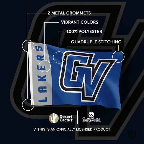 Desert Cactus Grand Valley State University Flag GVSU Lakers Flags Banners 100% Polyester Indoor Outdoor 3x5 (Team Name) in Saudi Arabia