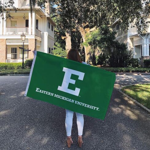 Desert Cactus Eastern Michigan University EMU Flag - 3 x 5 Feet Eagles Banner, Indoor/Outdoor Durable Fabric, 100% Polyester Design (Style 1) in Saudi Arabia