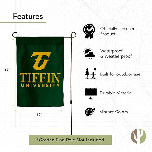 علم حديقة TU من Desert Cactus Tiffin University - لافتة تنانين Tiffin مقاس 19 × 12 بوصة، للعرض والمناسبات الخارجية (تصميم 2) in Saudi Arabia