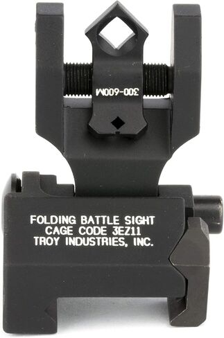 Troy Industries BattleSight، مشهد خلفي قابل للطي، فتحة ثنائية بصرية، Picatinny، طلاء أسود (SSIG-DOA-RFBT-00) in Kuwait