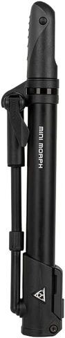 Topeak Mini Morph G (TMM-2GB)-مضخة صغيرة مضغوطة مع مقياس في الخط-140 PSI / 9.6 BAR-Presta ، Schrader & Dunlop متوافق-وسادة القدم والخراطيم المرنة- in Kuwait