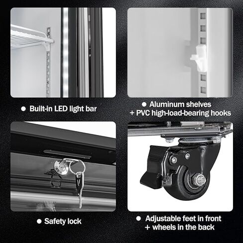 6.5 Cu.Ft Commercial Beverage Refrigerator Glass Door Upright Drink Cooler Display Fridge with Adjustable Shelves and LED Light for Restaurant Bar Store Office in Kuwait