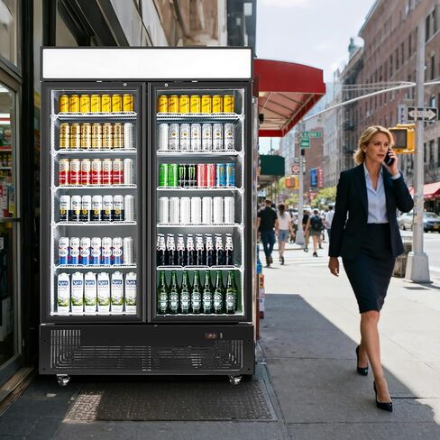 6.5 Cu.ft Beverage Beverage Beverage Door Glass Door مستقيم مع عرض ثلاجة مع أرفف قابلة للتعديل وضوء LED لمكتب متجر مطعم Store Store in Saudi Arabia