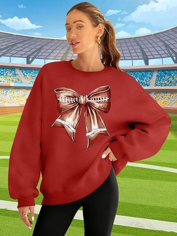 يوم لعبة SWESTSHIRT WOMIN STARCELL SHIRT Baseball Soild Sofrts Sunday Funday Pullover Top Excert in Kuwait
