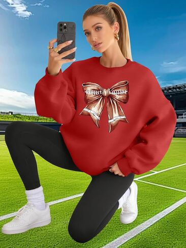 يوم لعبة SWESTSHIRT WOMIN STARCELL SHIRT Baseball Soild Sofrts Sunday Funday Pullover Top Excert in Kuwait
