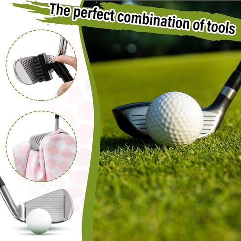 Liliful Pink and White Checkered Golf Towel Pink Cleaner Water Brush Set, Microfiber Waffle Towel Golf Accessories Kit Club Supplies for Birthday Christmas Women Ladies Gifts in Saudi Arabia