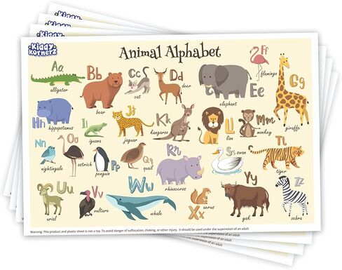 40 Pack Waterproof Disposable Placemats for Baby, Place mats for Kids, Toddler - Kids Placemats for Dining Table Tyke, Restaurants, and Travel (Dinosaur and Animal Alphabet Theme) in Saudi Arabia